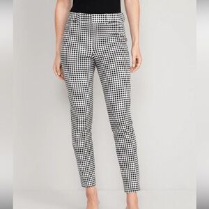 Gingham Slim Ankle Pants - Black/White